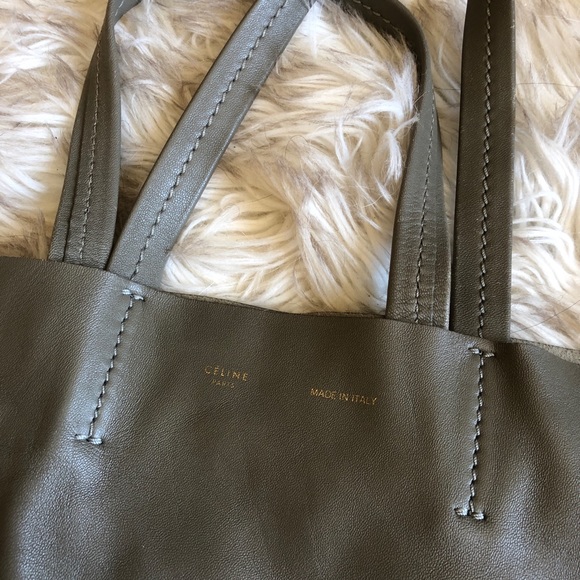 Celine Grey and Forest Green Leather tote - Picture 2 of 4
